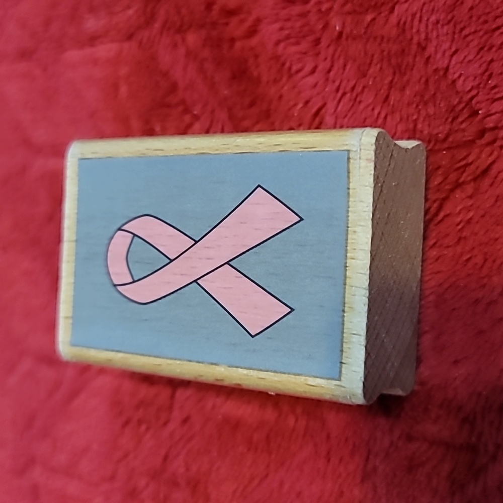 Breast Cancer Pink Ribbon wooden stamp